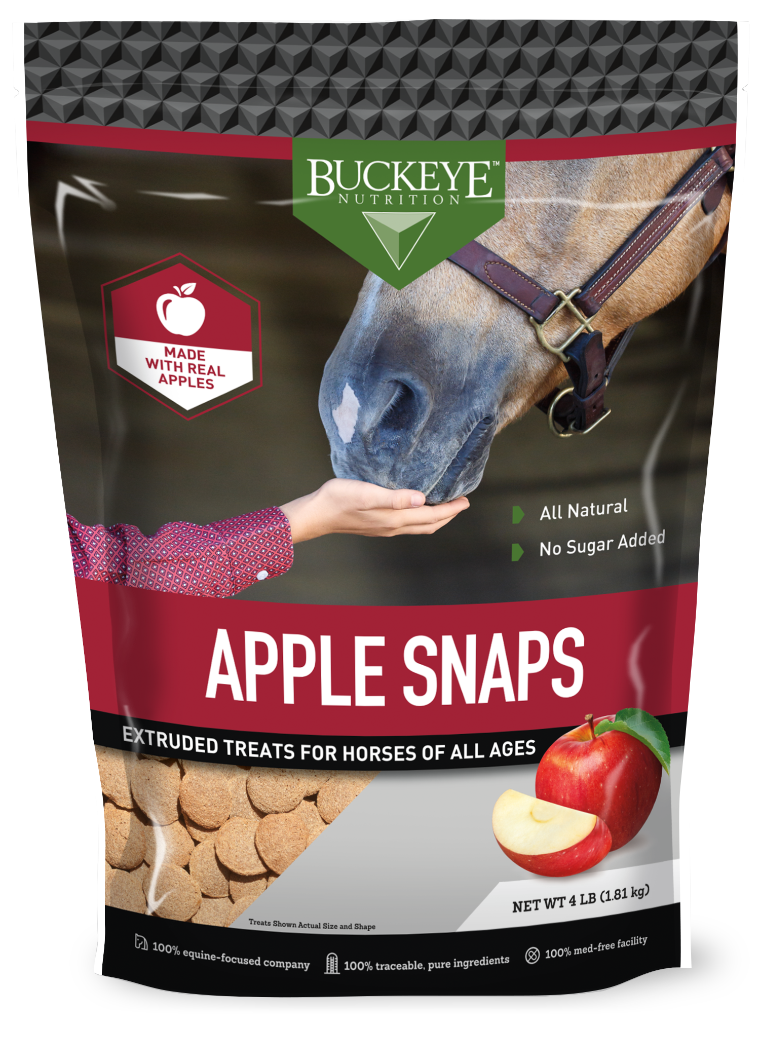 All Natural No Sugar Added Apple Snap Treats package